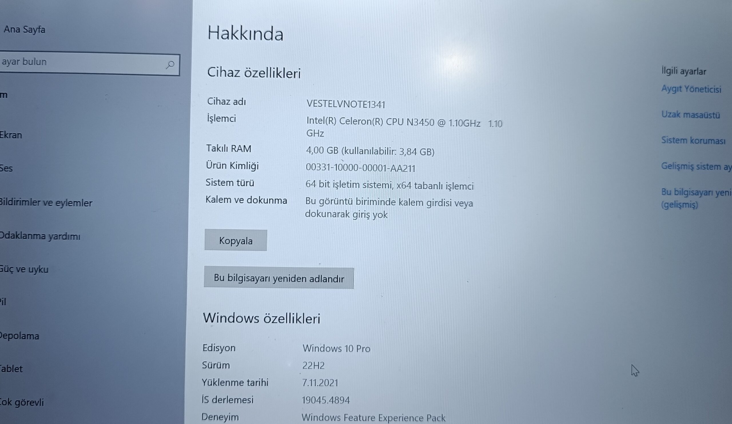 VESTEL VNOTE 1341 LAPTOP ANAKART HATASIZ SORUNSUZ - Görsel 6