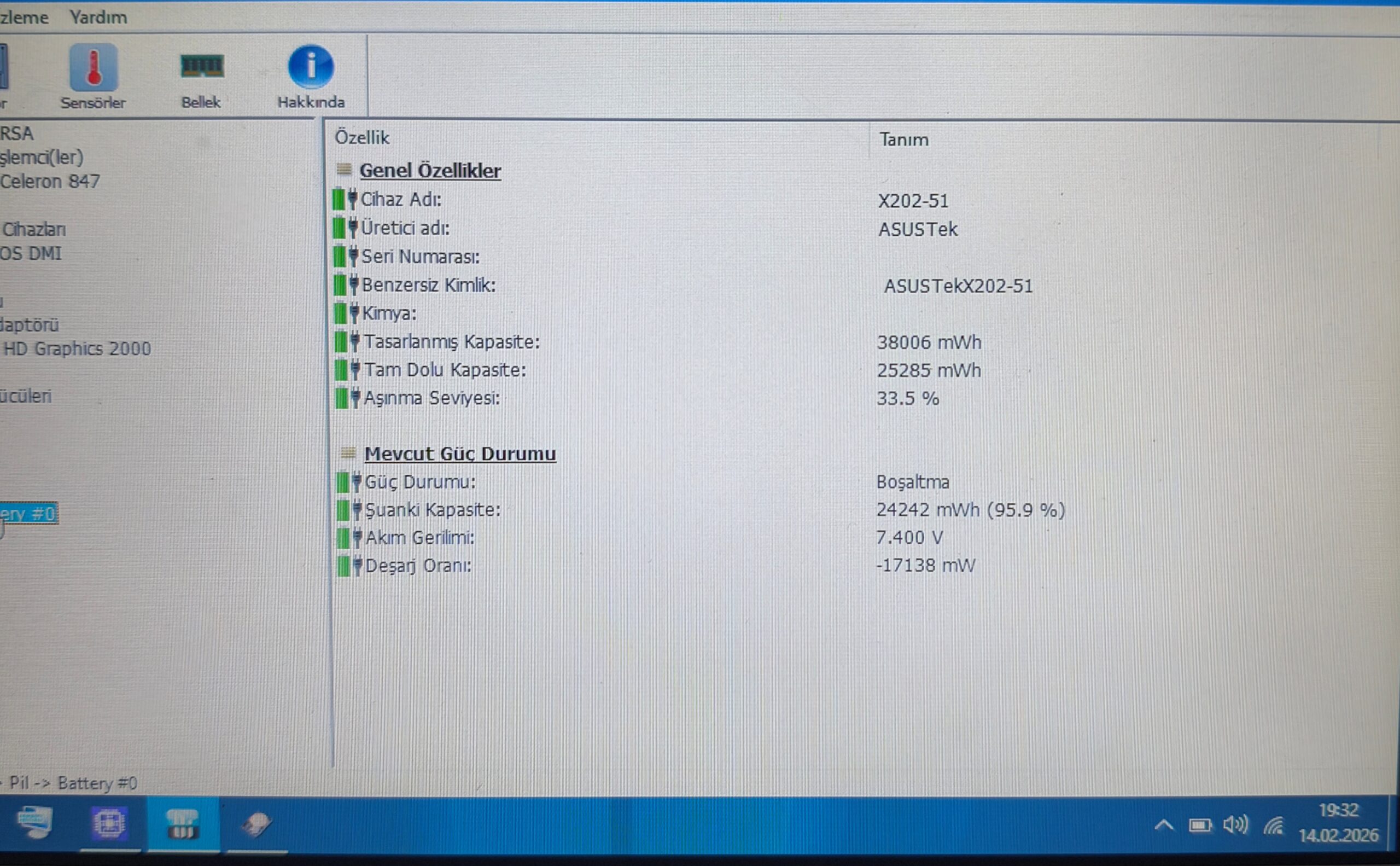 ASUS X201E ORJİNAL BATARYA 1 SAAT - Görsel 6