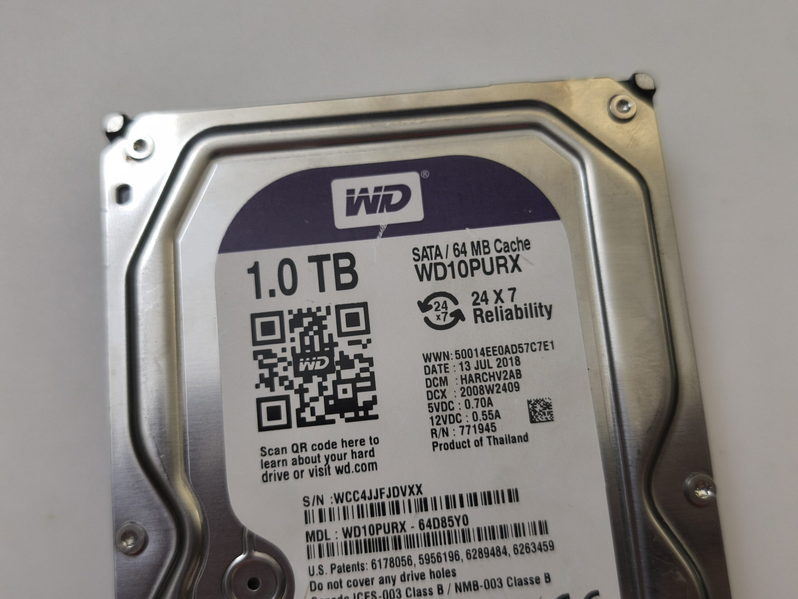 ( ARZALI HURDA ) WD 1 TB PURPLE 3.5 İNÇ SATA HARDDİSK PARÇA AMAÇLI - Görsel 2