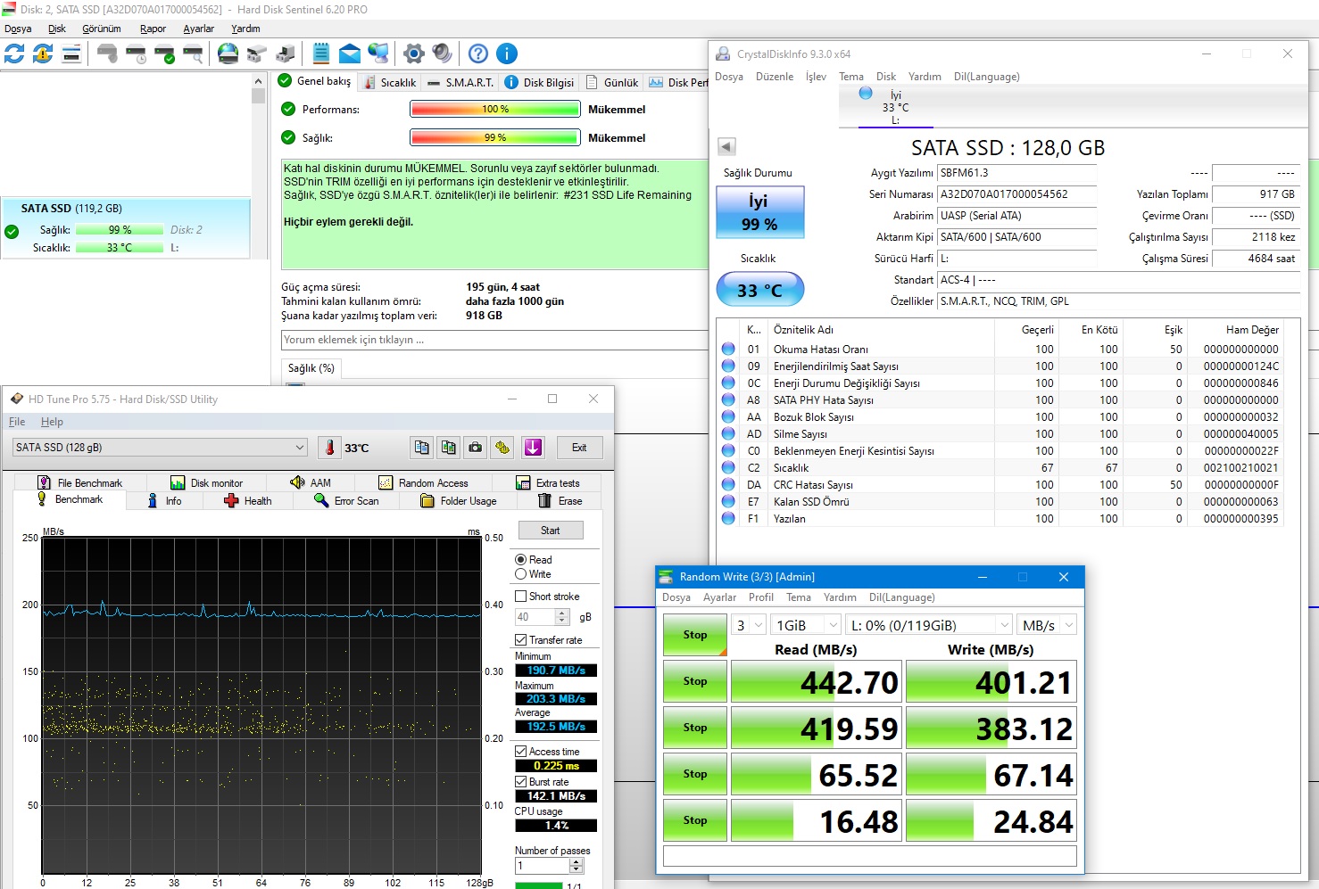 HI-LEVEL 128GB SATA SSD %99 SAĞLIK - Görsel 4